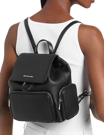 Michael Michael Kors Merritt Small Pebbled Leather Cargo Backpack Black