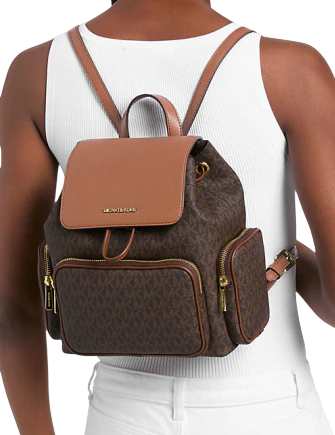 Michael Michael Kors Merritt Small Signature Logo Cargo Backpack Brown