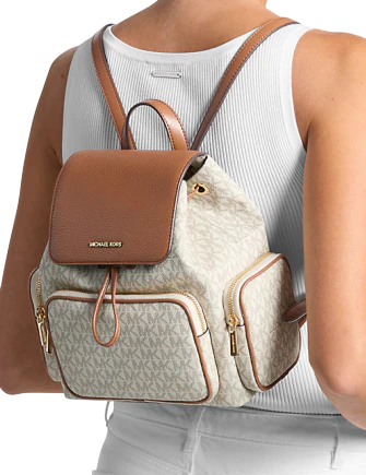 Michael Michael Kors Merritt Small Signature Logo Cargo Backpack Vanilla