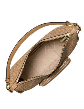 Michael Michael Kors Merritt Small Signature Logo Convertible Shoulder Bag Camel
