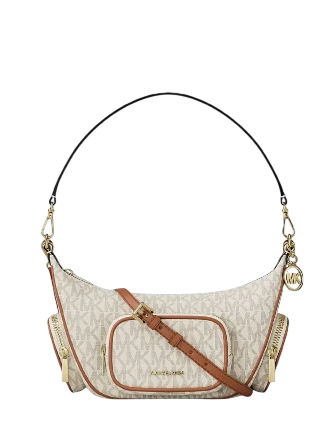 Michael Michael Kors Merritt Small Signature Logo Convertible Shoulder Bag Vanilla