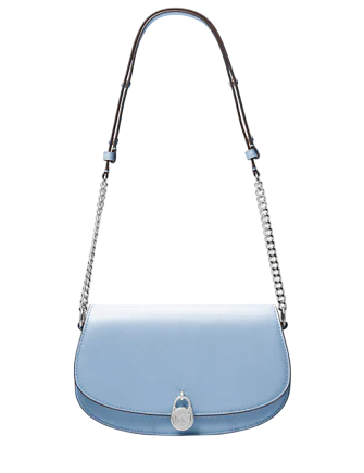 Michael Michael Kors Mila Medium Leather Messenger Bag Light Sky