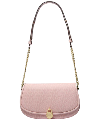 Michael Michael Kors Mila Medium Signature Logo Messenger Bag Powder Blush