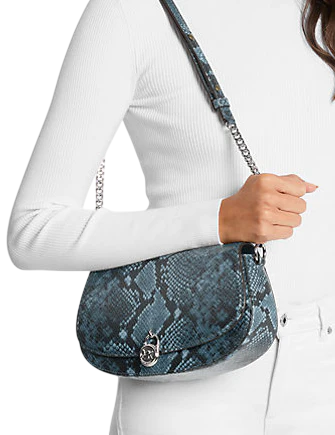 Michael Michael Kors Mila Medium Snake Embossed Messenger Bag Cornflower