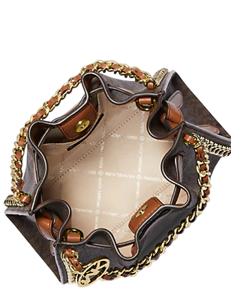 Michael Michael Kors Mina Small Signature Logo Chain Crossbody Bag Brown