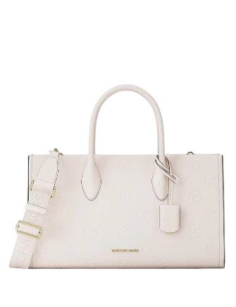 Michael Michael Kors Mirella Medium Logo Debossed Satchel Light Cream