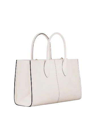 Michael Michael Kors Mirella Medium Logo Debossed Satchel Light Cream