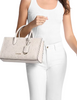 Michael Michael Kors Mirella Medium Logo Debossed Satchel Light Cream