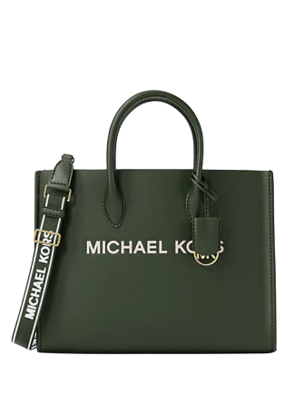 Michael Michael Kors Mirella Medium Pebbled Leather Tote Bag Moss