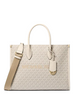 Michael Michael Kors Mirella Medium Signature Logo Tote Bag Light Cream