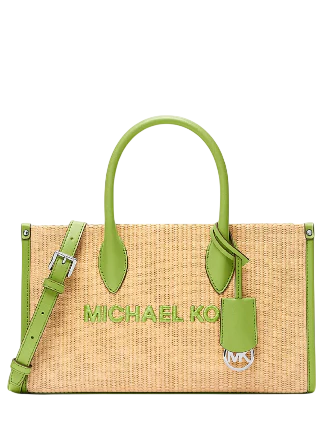 Michael Michael Kors Mirella Medium Woven Satchel Lime