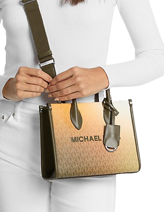 Michael Michael Kors Mirella Small Ombre Signature Logo Crossbody Bag Olive Combo