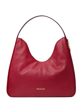 Michael Michael Kors Nayla Medium Pebbled Leather Hobo Shoulder Bag Cherry