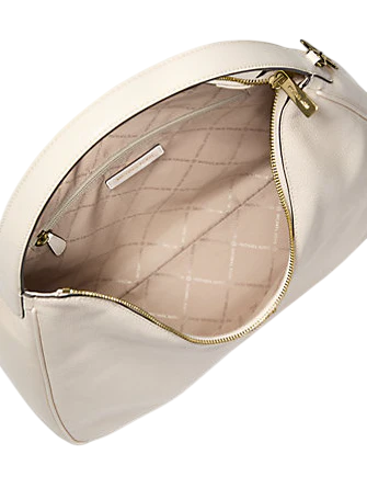 Michael Michael Kors Nayla Medium Pebbled Leather Hobo Shoulder Bag Light Cream