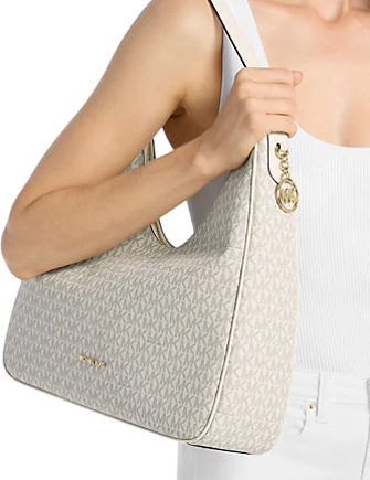 Michael Michael Kors Nayla Medium Signature Logo Shoulder Bag Vanilla