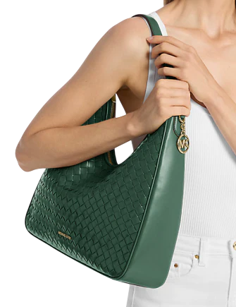 Michael Michael Kors Nayla Medium Woven Shoulder Bag Moss