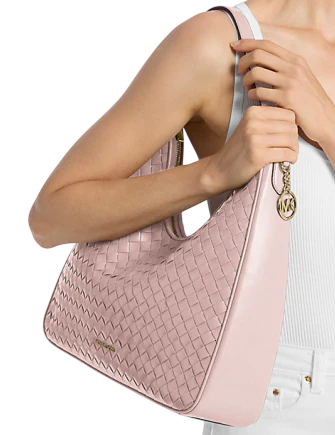 Michael Michael Kors Nayla Medium Woven Shoulder Bag Powder Blush