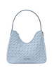 Michael Michael Kors Nayla Small Woven Signature Logo Hobo Shoulder Bag Pale Ocean