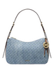 Michael Michael Kors Nolita Medium Signature Logo Print Denim Convertible Shoulder Bag New Horizon 