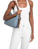 Michael Michael Kors Nolita Medium Signature Logo Print Denim Convertible Shoulder Bag New Horizon 