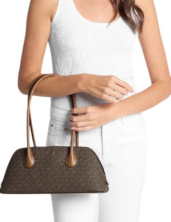 Michael Michael Kors Petra Medium Signature Logo Shoulder Bag Brown
