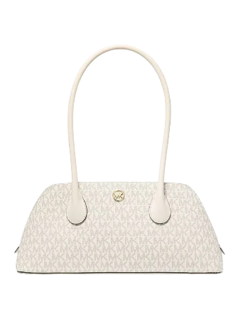 Michael Michael Kors Petra Medium Signature Logo Shoulder Bag Light Cream