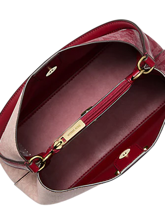 Michael Michael Kors Pratt Medium Two-Tone Signature Logo Shoulder Bag Cherry