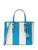 Michael Michael Kors Quinn Small Striped Canvas Convertible Crossbody Bag Milos Blue