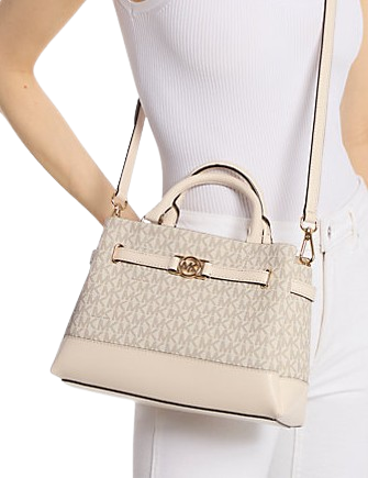 Michael Michael Kors Reed Small Signature Logo Satchel Light Cream