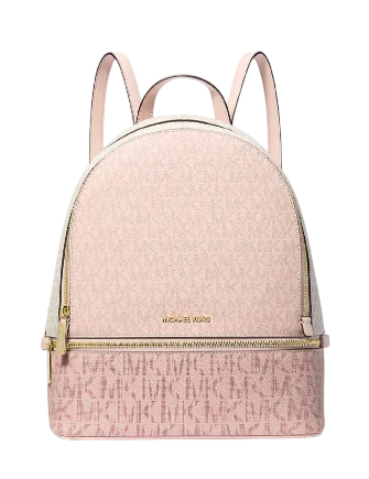 Michael Michael Kors Rhea Medium Color Block Signature Logo Backpack Blush Pink