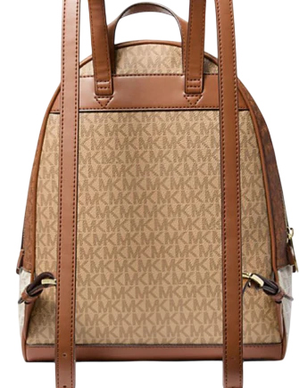 Michael Michael Kors Rhea Medium Color Block Signature Logo Backpack Camel