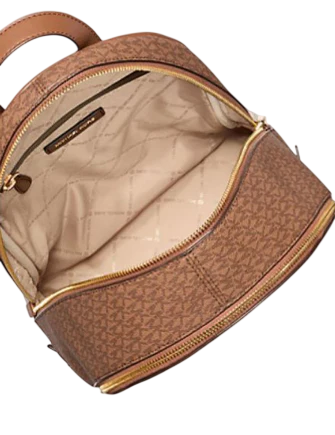 Michael Michael Kors Rhea Medium Color Block Signature Logo Backpack Camel