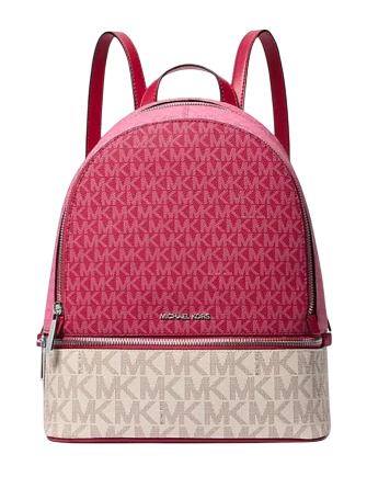 Michael Michael Kors Rhea Medium Color Block Signature Logo Backpack  Dark Raspberry 