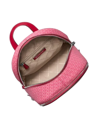 Michael Michael Kors Rhea Medium Color Block Signature Logo Backpack  Dark Raspberry 