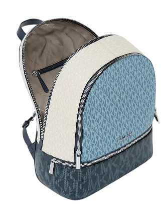 Michael Michael Kors Rhea Medium Color Block Signature Logo Backpack Denim