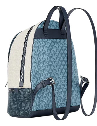 Michael Michael Kors Rhea Medium Color Block Signature Logo Backpack Denim