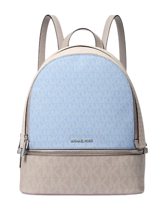 Michael Michael Kors Rhea Medium Color Block Signature Logo Backpack Light Sky 