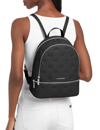 Michael Michael Kors Rhea Medium Logo Debossed Backpack Black