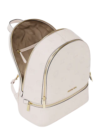 Michael Michael Kors Rhea Medium Logo Debossed Backpack Light Cream