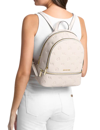 Michael Michael Kors Rhea Medium Logo Debossed Backpack Light Cream
