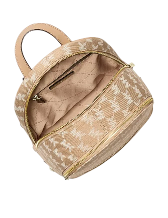 Michael Michael Kors Rhea Medium Logo Jacquard Denim Backpack Camel
