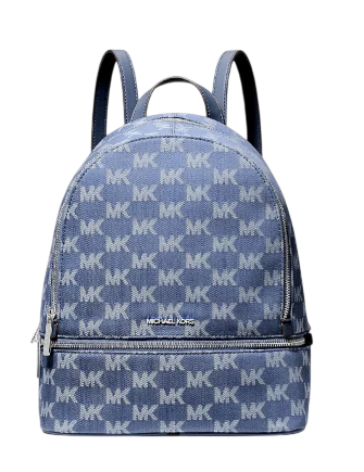 Michael Michael Kors Rhea Medium Logo Jacquard Denim Backpack Denim