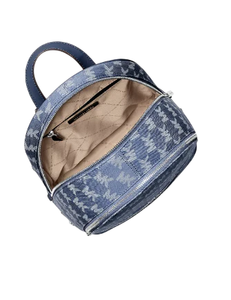 Michael Michael Kors Rhea Medium Logo Jacquard Denim Backpack Denim