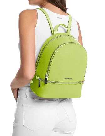 Michael Michael Kors Rhea Medium Pebbled Leather Backpack Lime