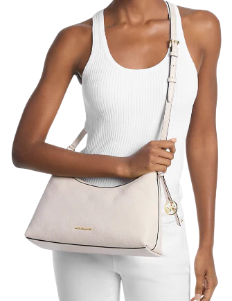 Michael Michael Kors Sammy Medium Pebbled Leather Convertible Shoulder Bag Light Cream