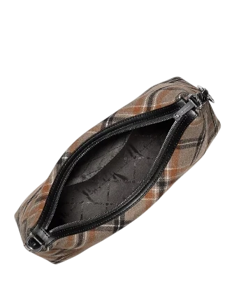 Michael Michael Kors Sammy Medium Plaid Print Wool Blend Convertible Shoulder Bag Black Multi