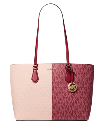 Michael Michael Kors Sheila Large Two-Tone Signature Logo Tote Bag Cherry