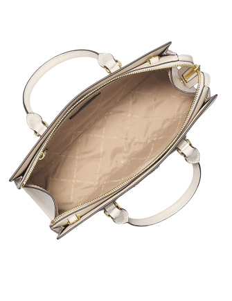 Michael Michael Kors Sheila Medium Heart Embroidered Satchel Light Cream