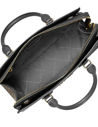 Michael Michael Kors Sheila Medium Two-Tone Metallic Signature Logo Satchel Black Combo