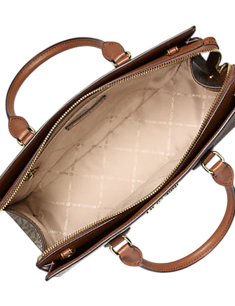 Michael Michael Kors Sheila Medium Two-Tone Metallic Signature Logo Satchel Brown